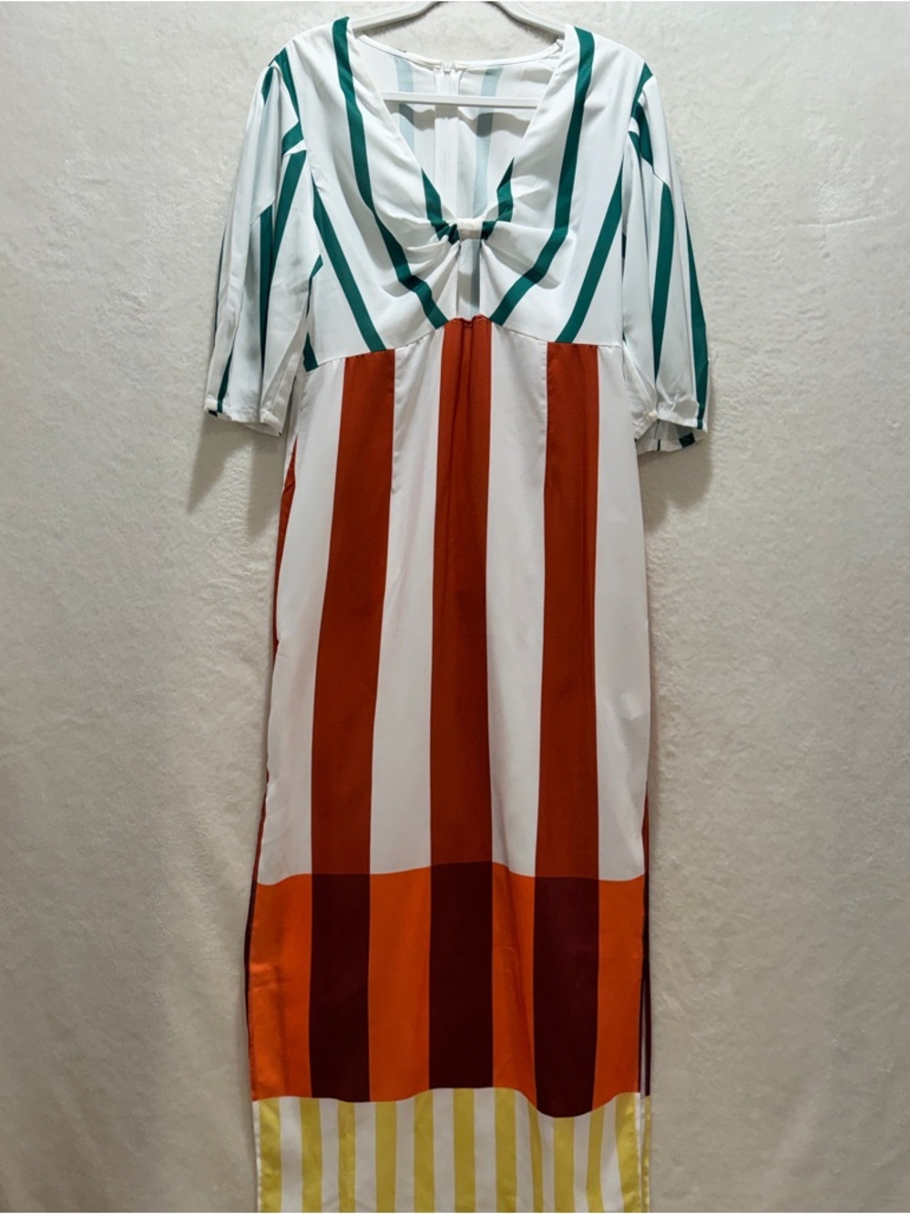 micas statement stripe midi dress bold colorblock twist front large - Picture 5 of 11